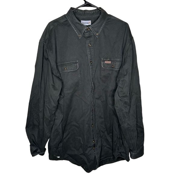 Carhartt MOS Green Button Down Work Shirt XL Tall - Picture 1 of 4